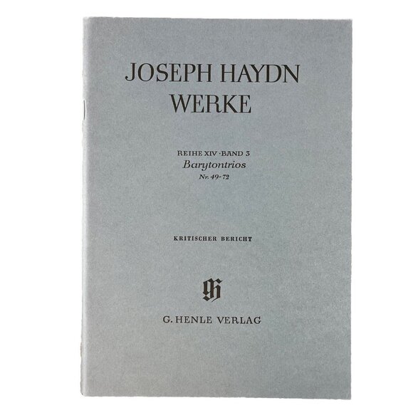 Other - Joseph Haydn Werke Reihe XIV Band 3 Barytontrios Nr. 49-72 New Hal Leonard